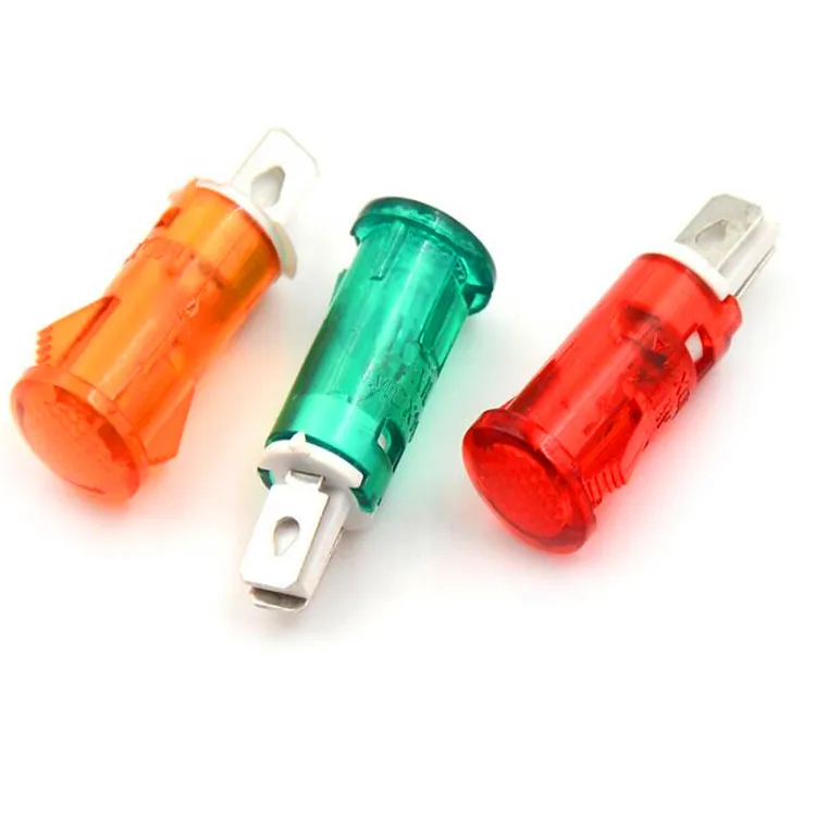 
10mm pilot light 10mm mounting hole indicator lamp 12v 24v 220v small electronic signal red green yellow 