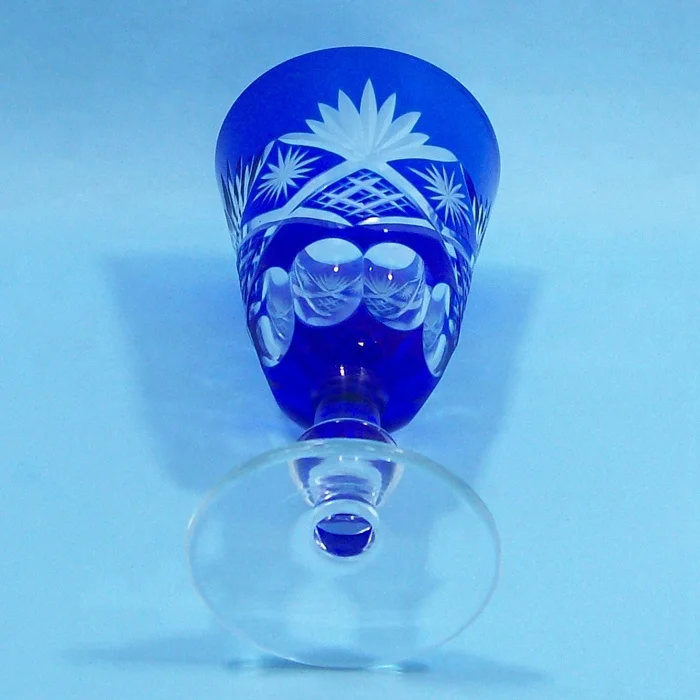 high quality stocked cheap  cobalt blue shot wine glass