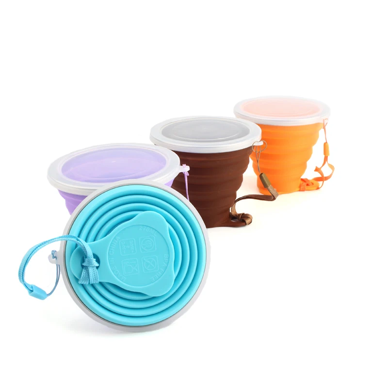 Portable Mini Travel Silicone Drinking Water Cup Retractable Folding Collapsible pocket mug