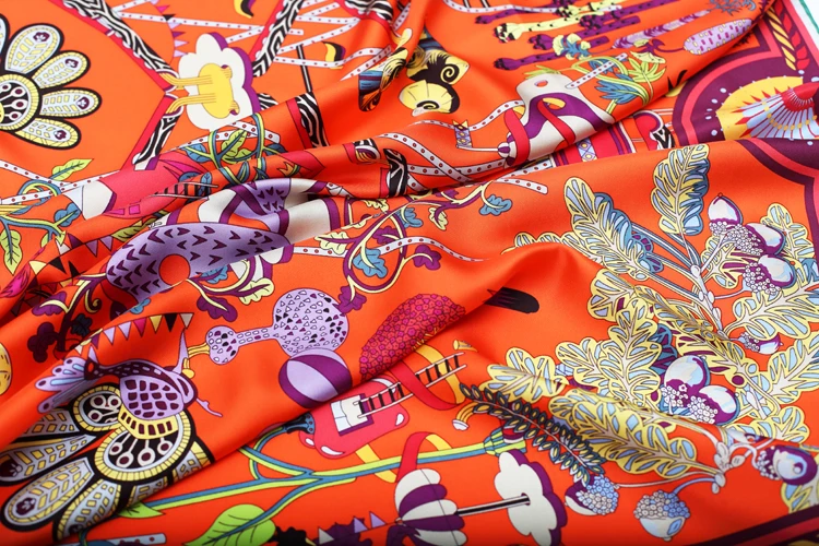 Chinese Jinpin Women Silk Twill Scarf Digital Print Head Scarf for Ladies