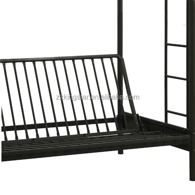 
Wholesale black twin over futon metal folding bunk bed childproof mechanism sofa bunk bed 