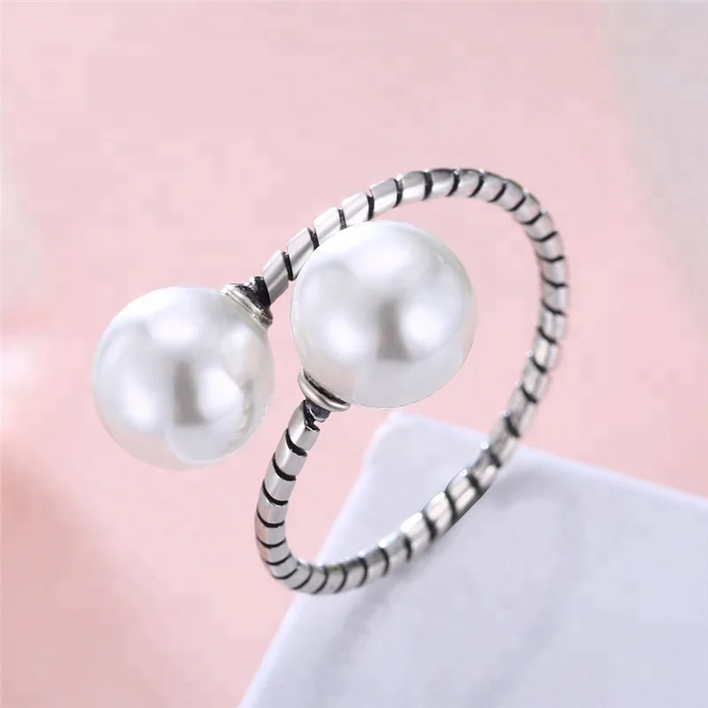 
925 Sterling Silver Rings Opal White Pearl Rings For Women and Girls 2019 Birthday Jewelry Gifts 