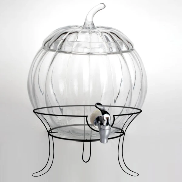 Clear Pumpkin Shaped Glass Dispenser with Tap