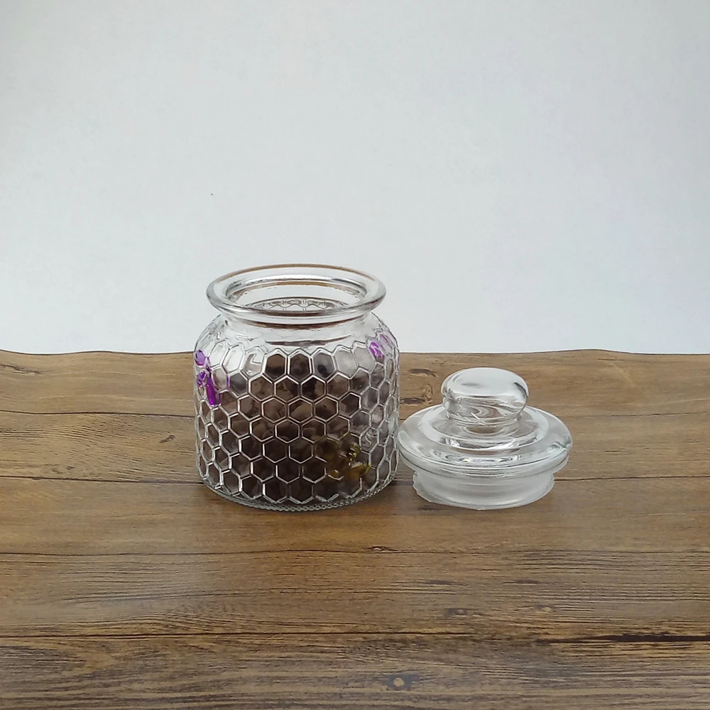 
Clear glass storage jars with glass gasket lids 