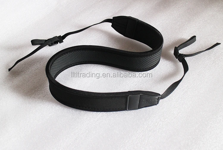 Custom retractable black neoprene single strap camera with printed OEM logo PVC ending neoprene quick release camera strap