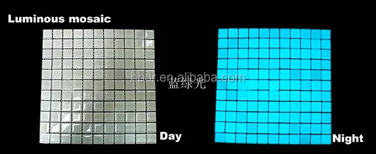 Glow in the dark luminous green solid glass swimming pool mosaic tiles