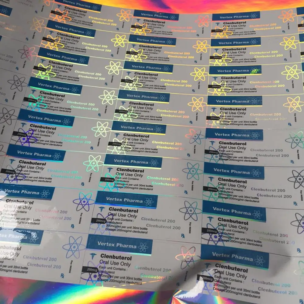 Custom 10ml 20ml 30ml 50ml hologram vial bottle sticker labels