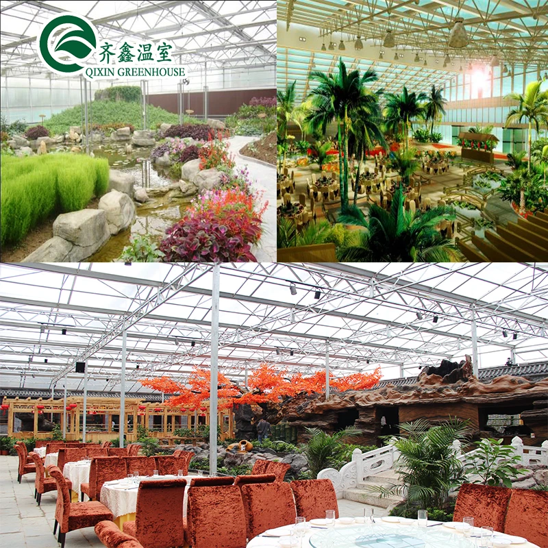 Low cost ecological restaurant glass greenhouse
