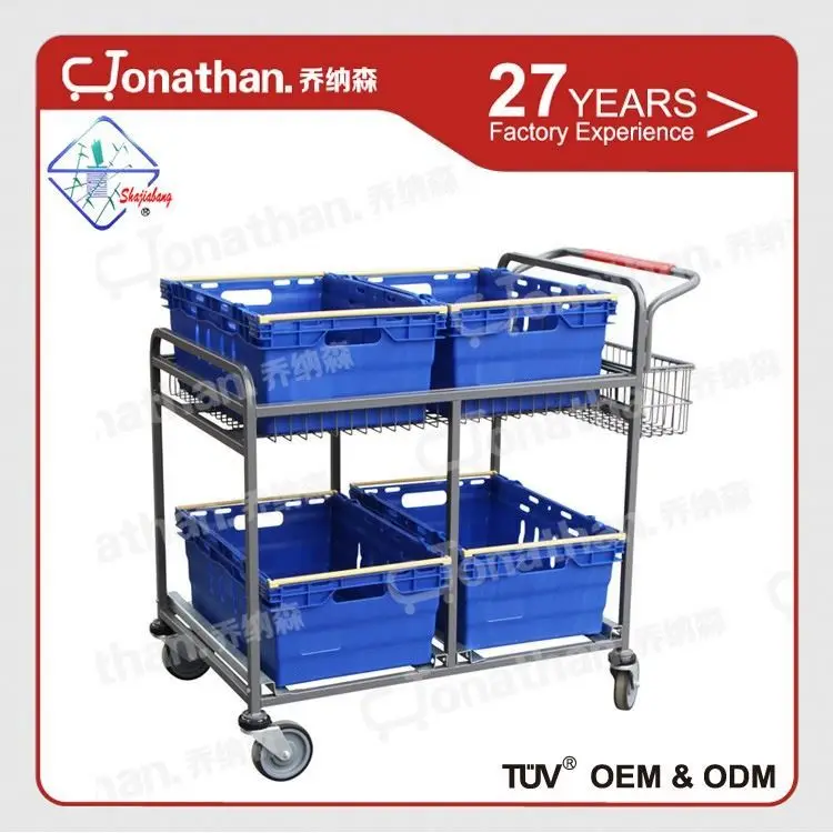 WD-2 Order picking hand cart 2 tiers warehouse cheap trolley