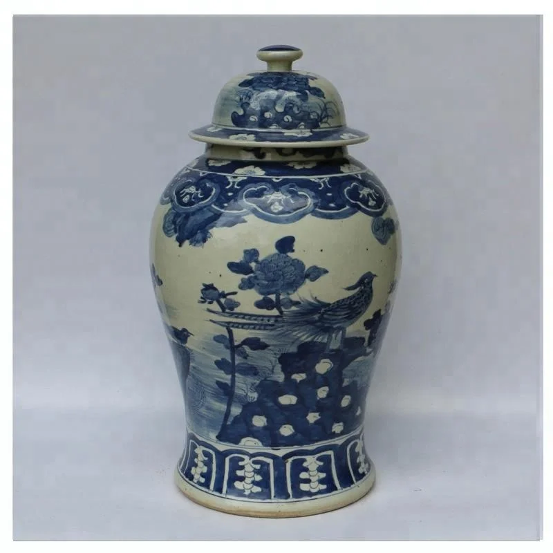 
Blue and white Chinese ceramic general jar, porcelain decorate flower vase with antique finished from Jingdezhen 