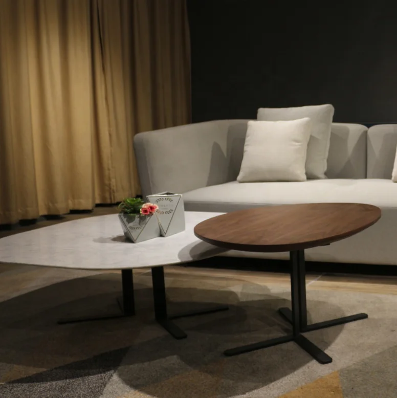 Coffee Table Sets Design Round Marble with Iron Italian Luxury Living Room Furniture Modern Wood 3 Layers Coffee Table 5pcs