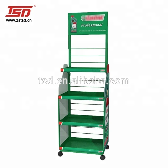 retail store shop motor auto engine lubricants oil car accessories metal display shelf rack stand