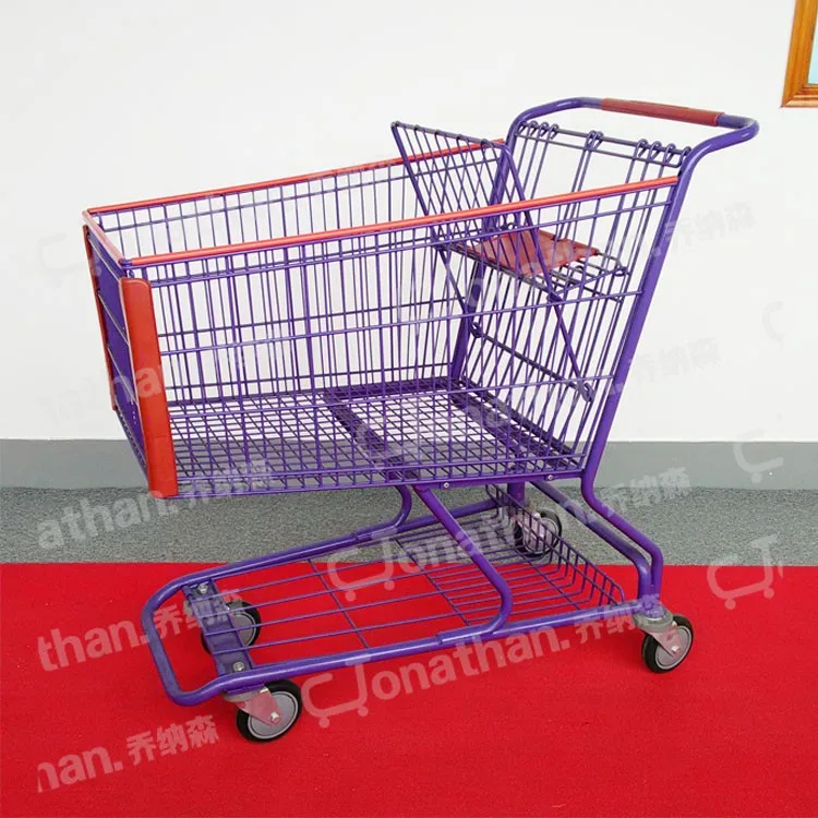 180L cheap grocery used metal steel shopping carts for sale