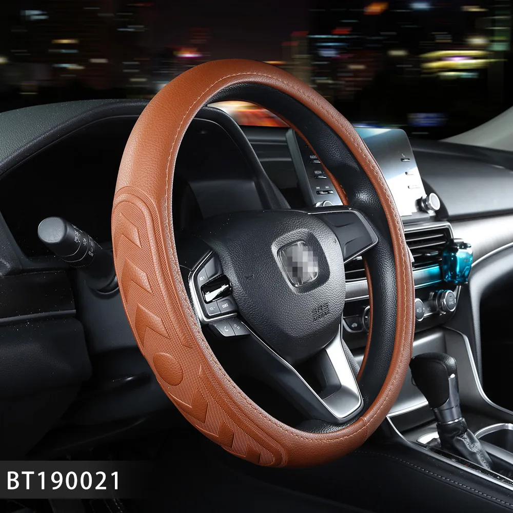 PVC Lace Up Leather Designed Steering Wheel Cover For Cars Universal Size Automotive Accessories