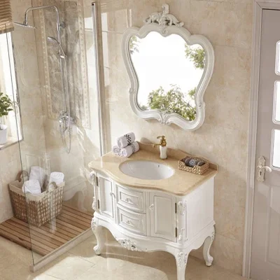 Bisini европейского стиля из цельной древесины мебель для ванной комнаты/Высокое качество Мраморная Столешница Раковина/косметическое зеркало роскошный умывальник раковина шкаф BF07-10001