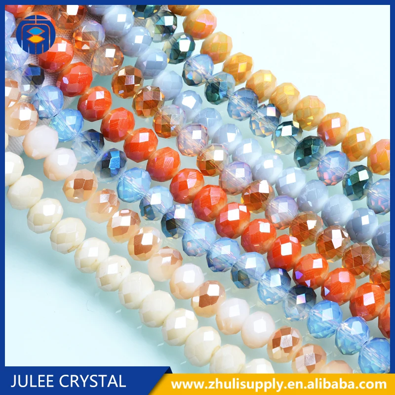 
China Crystal Glass Beads Supplier AB Color Faceted Rondelle Czech Glass Beads 