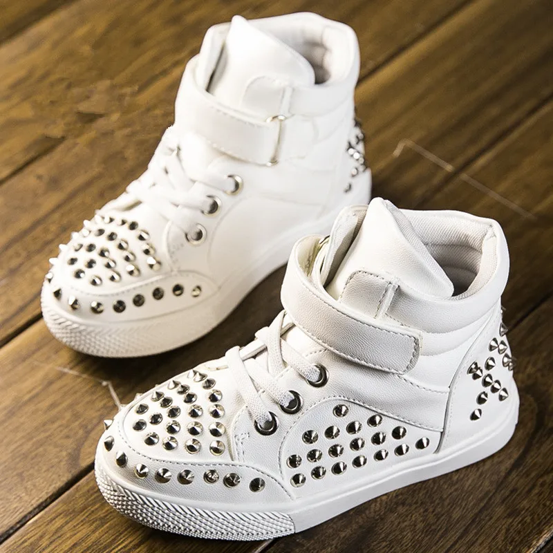 Brand designer children shoes boys girls shoes fashion rivets shoes children boots kids sneakers pu leather