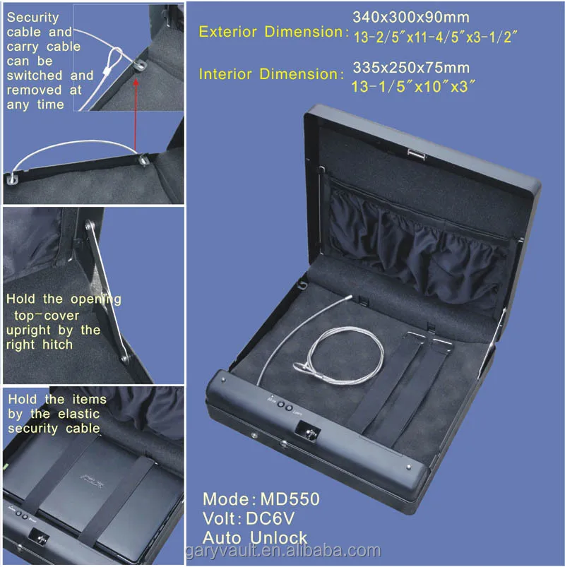 OEM Gun safe / Micro Gary Vault MD550-1 four buttons electronic digital code pistol hand gun safe box for A4 paper