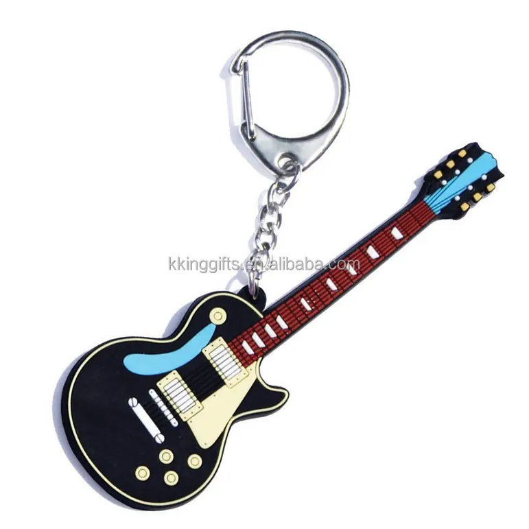 2015 guitar shaped gifts Wholesale Fashion Promotion Custom Soft PVC Keychains / pvc keyholder