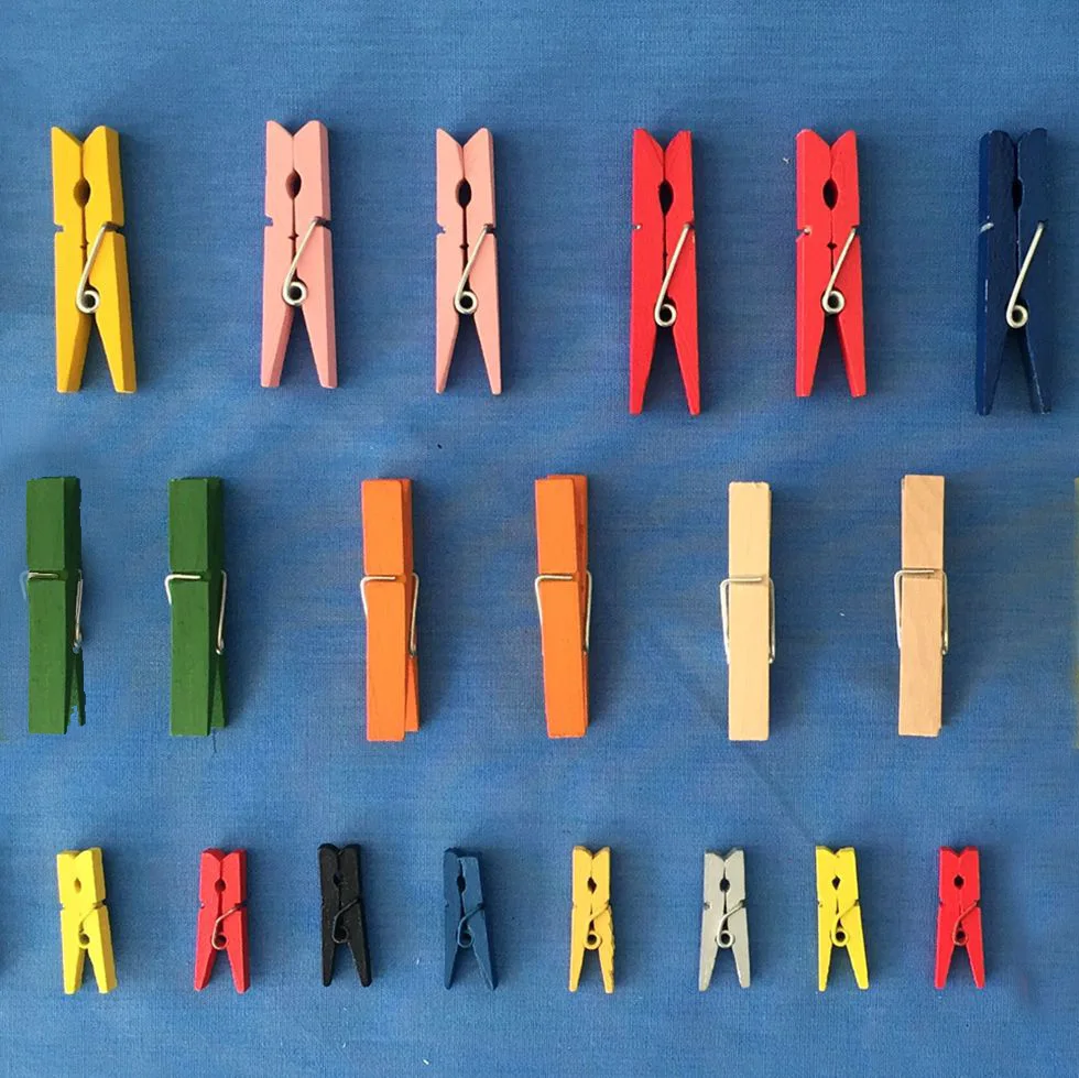 Premium mini wooden decorated colorful craft clips