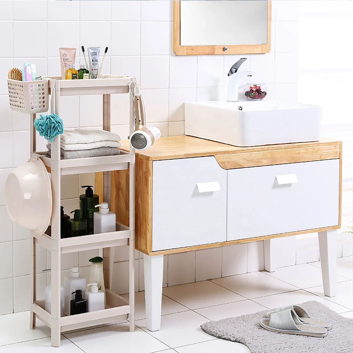 wholesale 4-layer plastic kitchen storage rack shelf