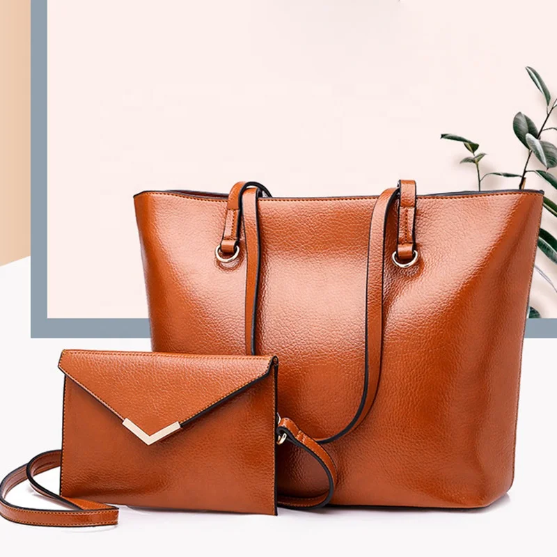 Elegant Large Leather Bag New Style Fashion Simple Hand and Sling Shoulder Leather Tote Bag for Women