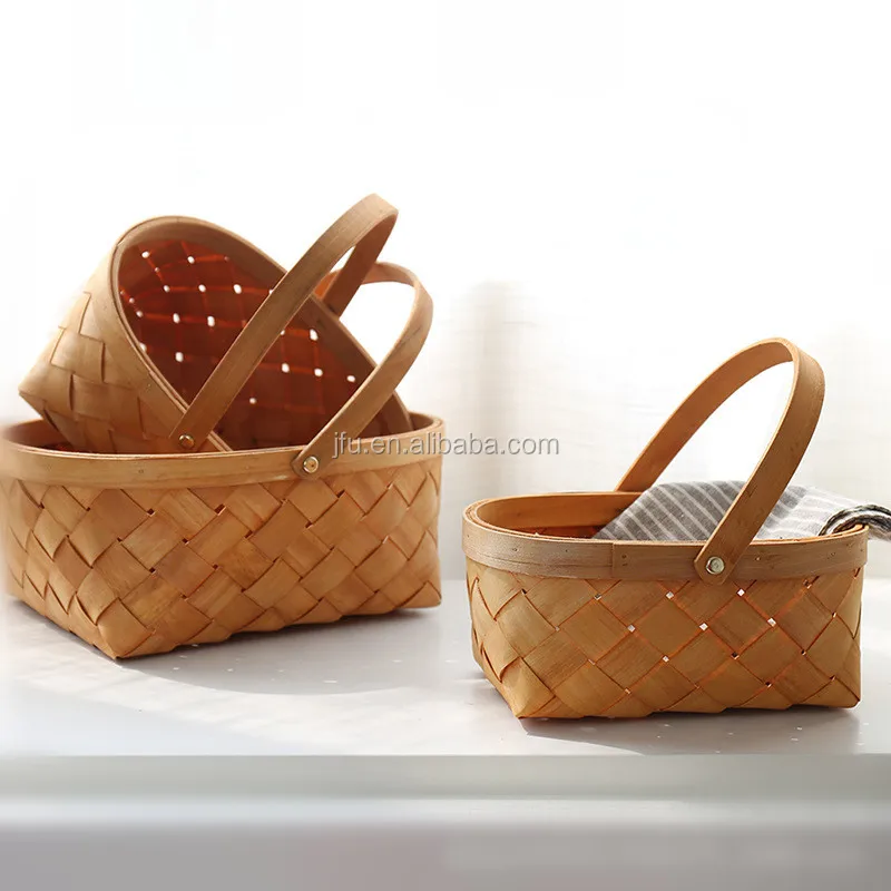 China Supplier Wholesales Square Wood chip basket Basket use for storage vegetable/Fruit