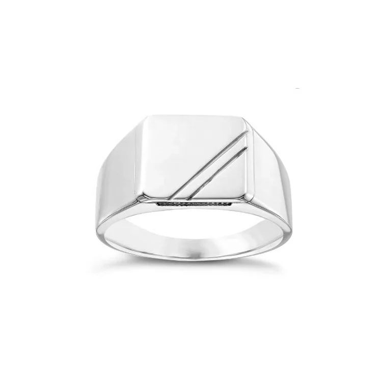 cheap price custom design stainless steel signet ring white gold plated jewelry for men