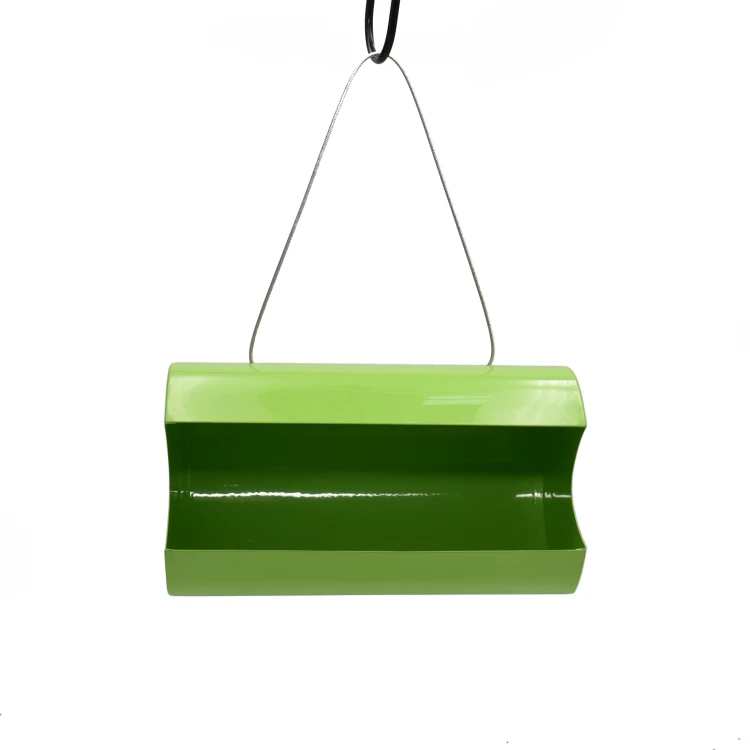 
Wholesale Green Metal Cylindrical Suspended Bird Feeder With Windows 