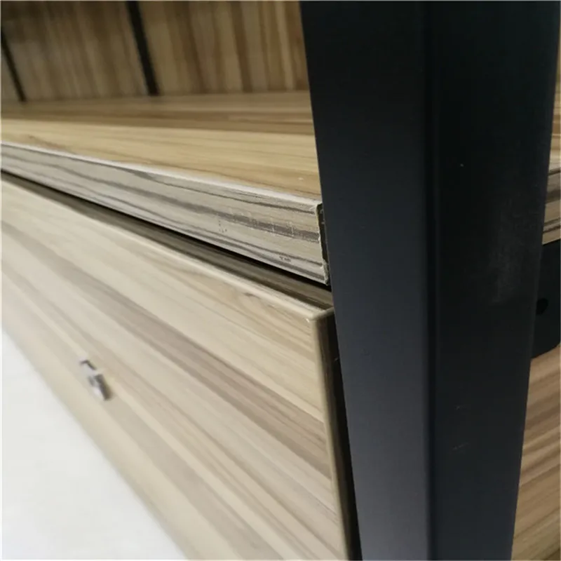 Manufacture wooden steel Board whisket display gondola wall shelves For Supermarket