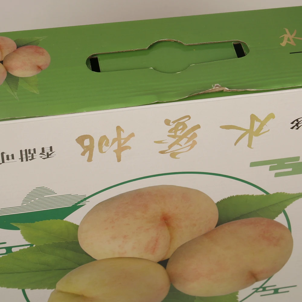 Forest packing gift fruit box with handle honey peach packaging tray