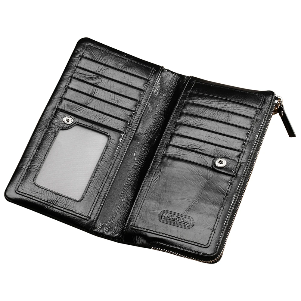 OEM New design Vintage Style Genuine Leather Long Travel Wallet for Mens