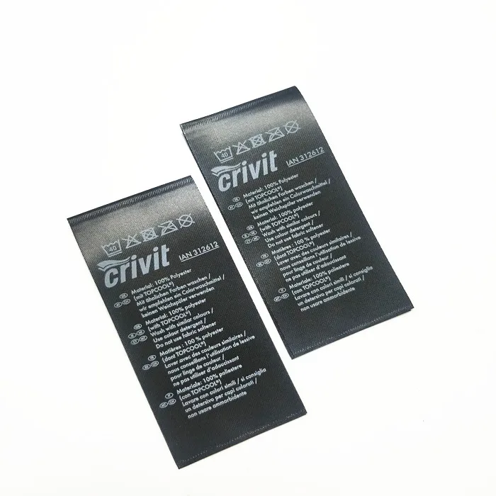 Silk Screen Printing Clothing Labels Wash Care Label Garment Labels Cut Into Piece or in Roll Cold Cut OEM and Bespoke Service