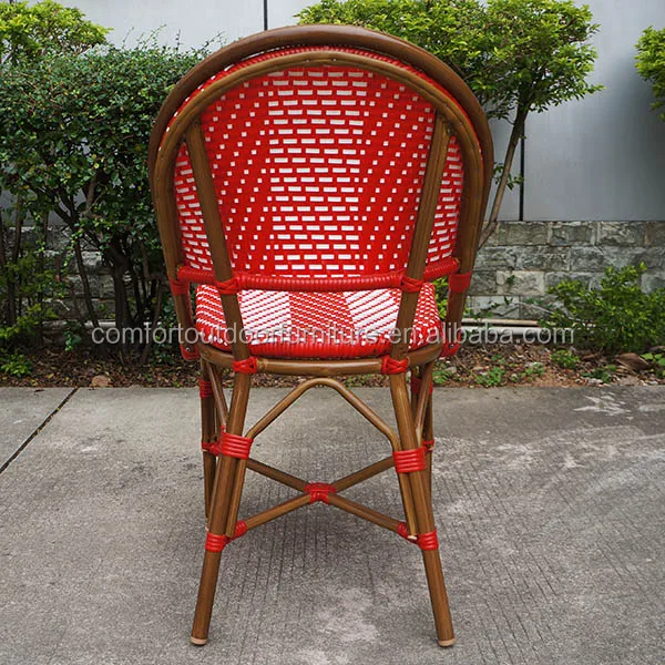 All-weather French Wicker Bistro Chair Red Color