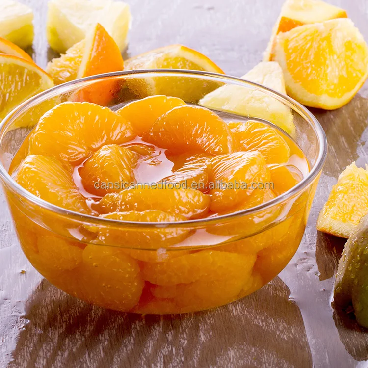 canned orange fruit segment in light syrup packed in jars / tins