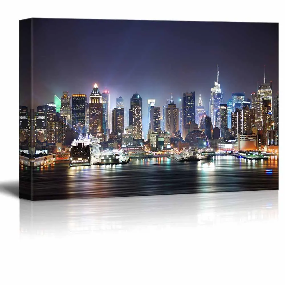 City Skyline led canvas wall art  - New York City  custom wall pictures