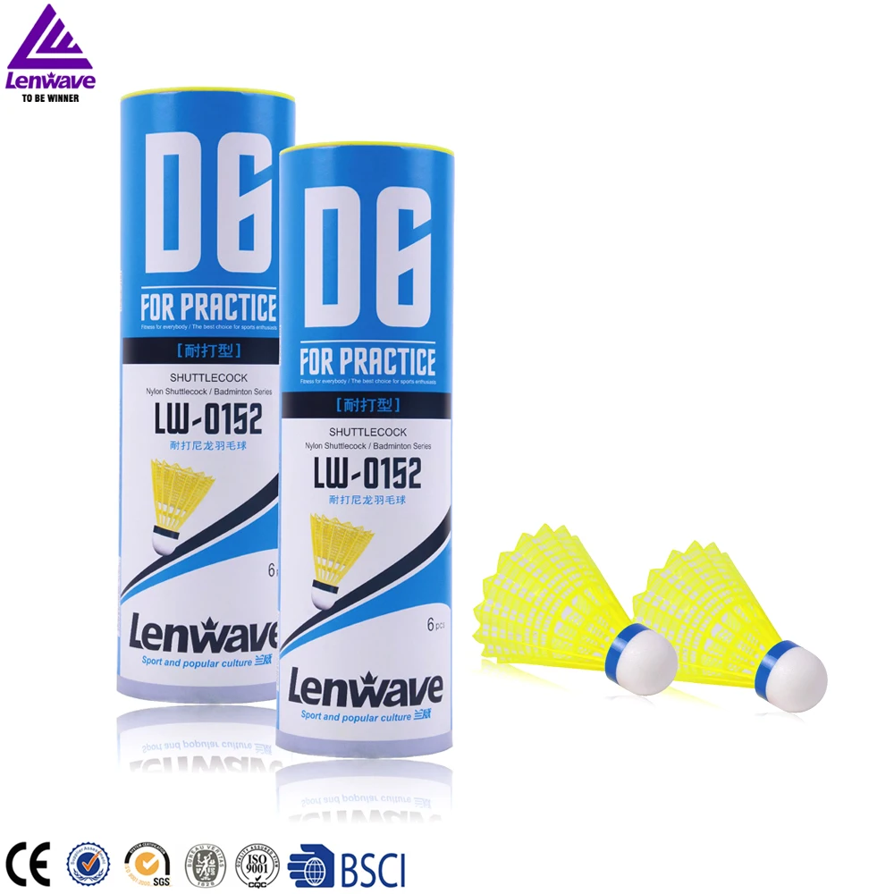 Hot sell lenwave high quality nylon shuttlecock factory wholesale badminton shuttlecock
