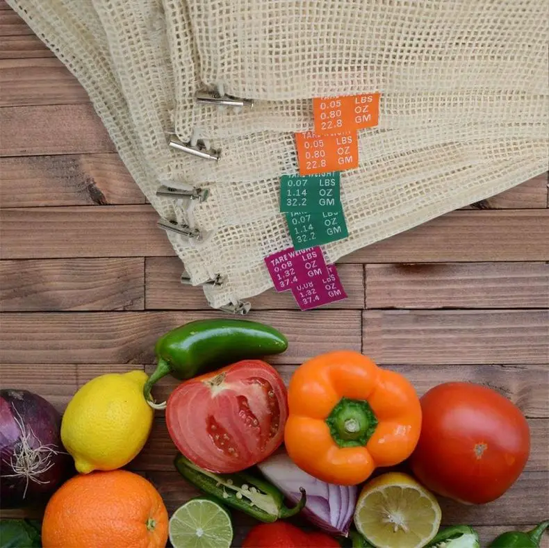 
Set of 6 Fresh Reusable Cotton Veggie Produce Organic Cotton Vegetable Mesh Bags 