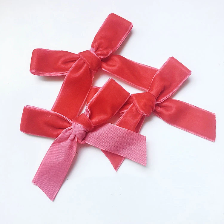 Wholesale pre made red velvet ribbon bow for garment accessories