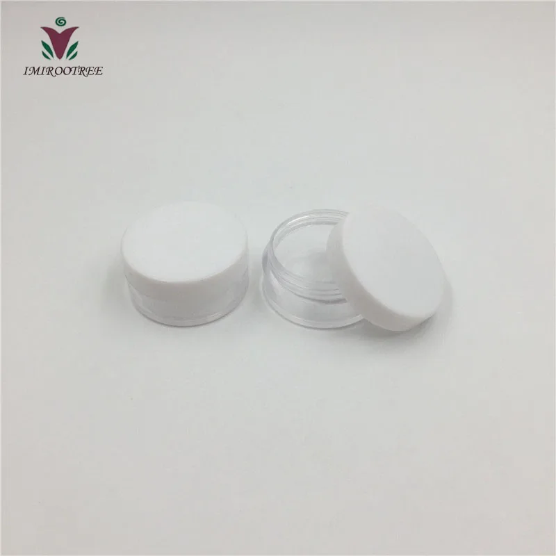 10ml 1/3 oz PS Clear Round Plastic Sample Cream Box Plastic Container with Black Lids