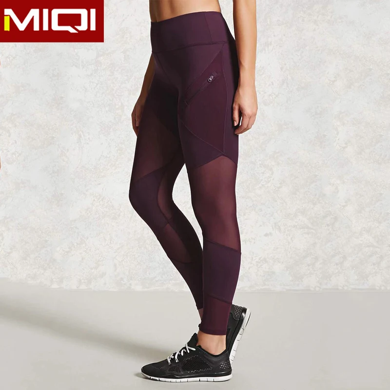 Custom Supplex Yoga Leggings For Women Mesh Side Compression Tight SportsWear