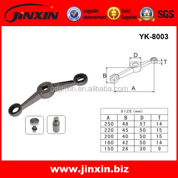 
stainless steel 304 316 glass spider fitting 2 way arm spider for curtain wall 