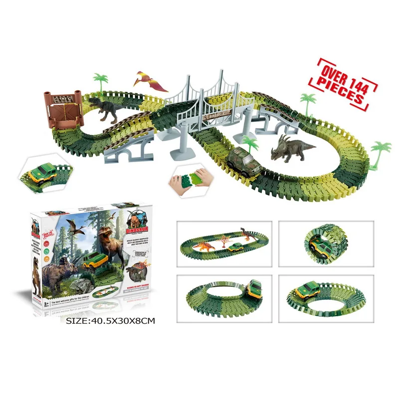 Hot Selling 480pcs Electric Glow In The Dark Rail Race DIY Slot Car Racing Magic Rail Car Toy