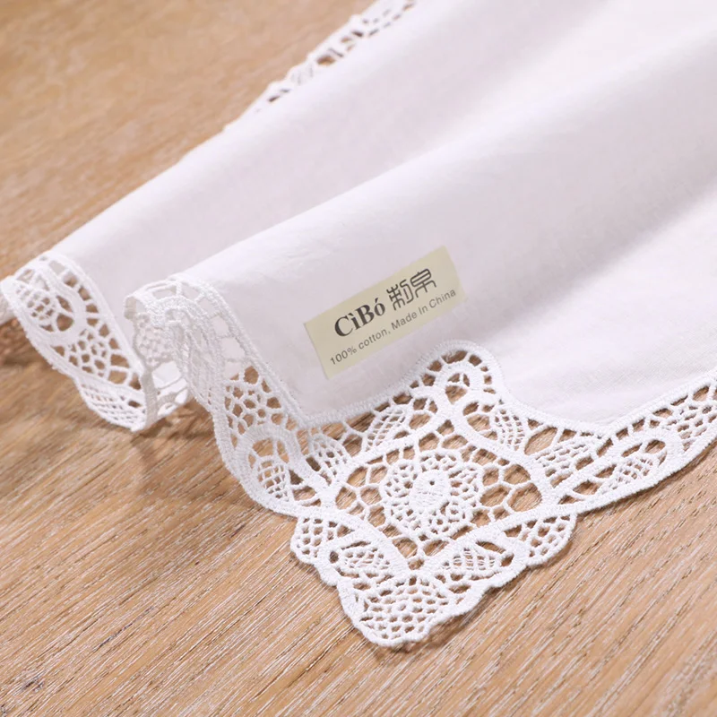 
A012: White premium cotton lace handkerchief blank crochet hankies for women/ladies wedding handkerchief 