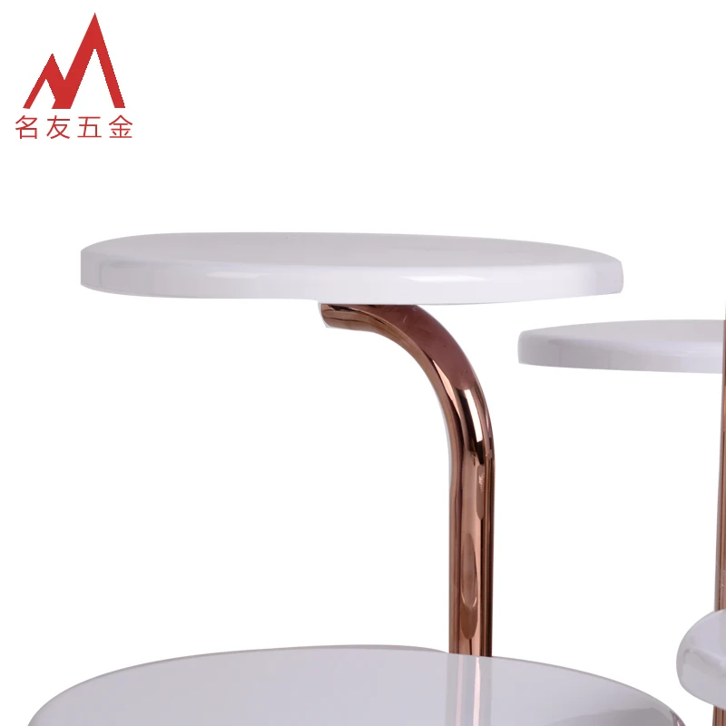 New design universal portable round wood grain 6 tiers display table in supermarket