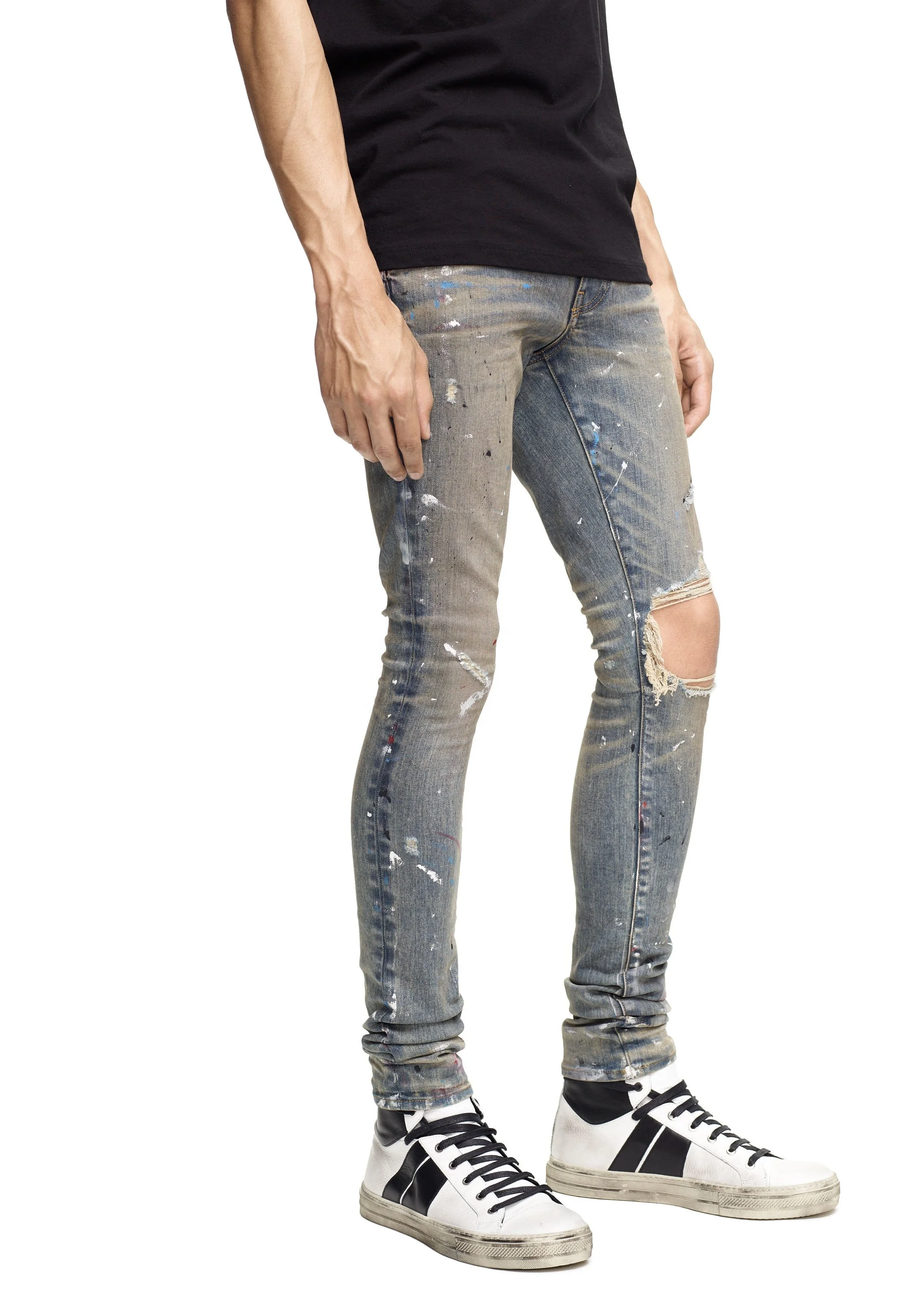OEM 2019 designer bulk wholesale china pants men skinny paint jeans men