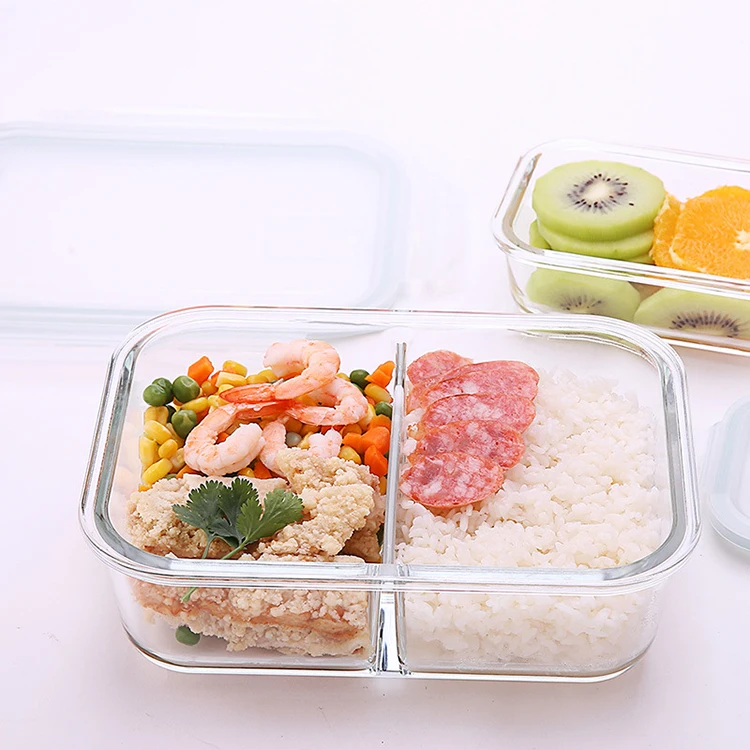 2 Compartment Glass Meal Prep Containers Best Quality Snap Locking Lids Airtight Glass Food Containers