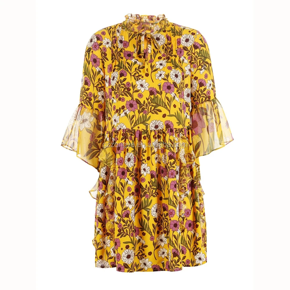 women clothing 2018 summer irregular design chiffon long sleeve dress