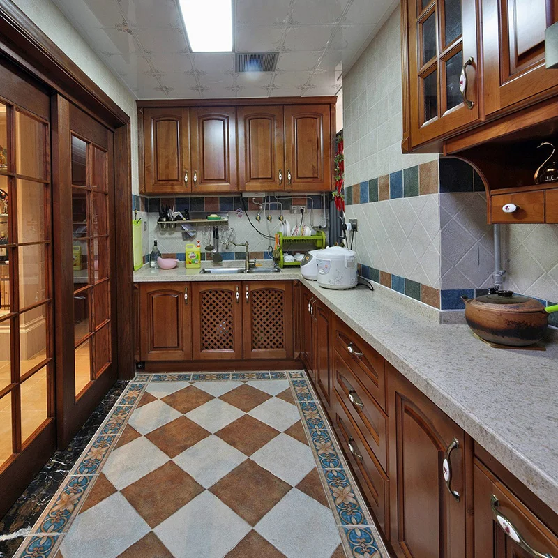 
Foshan factory wholesale low price solid wood kitchen cabinet set 