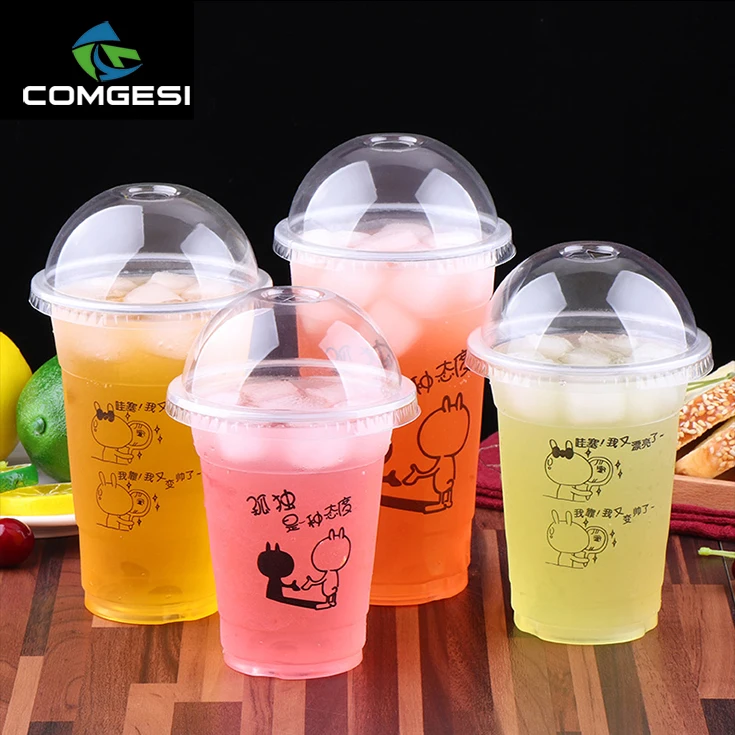 
disposable plastic pp ps pet PLA cup with dome flat lid cover 6 7 8 9 10 12 16 20 oz supplier wholesales logo color size custom 